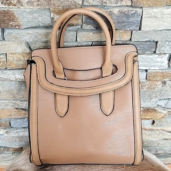 Tan Faux Leather Extra Large Shoulder Tote Bag With Removable Strap - Picture 16 of 16